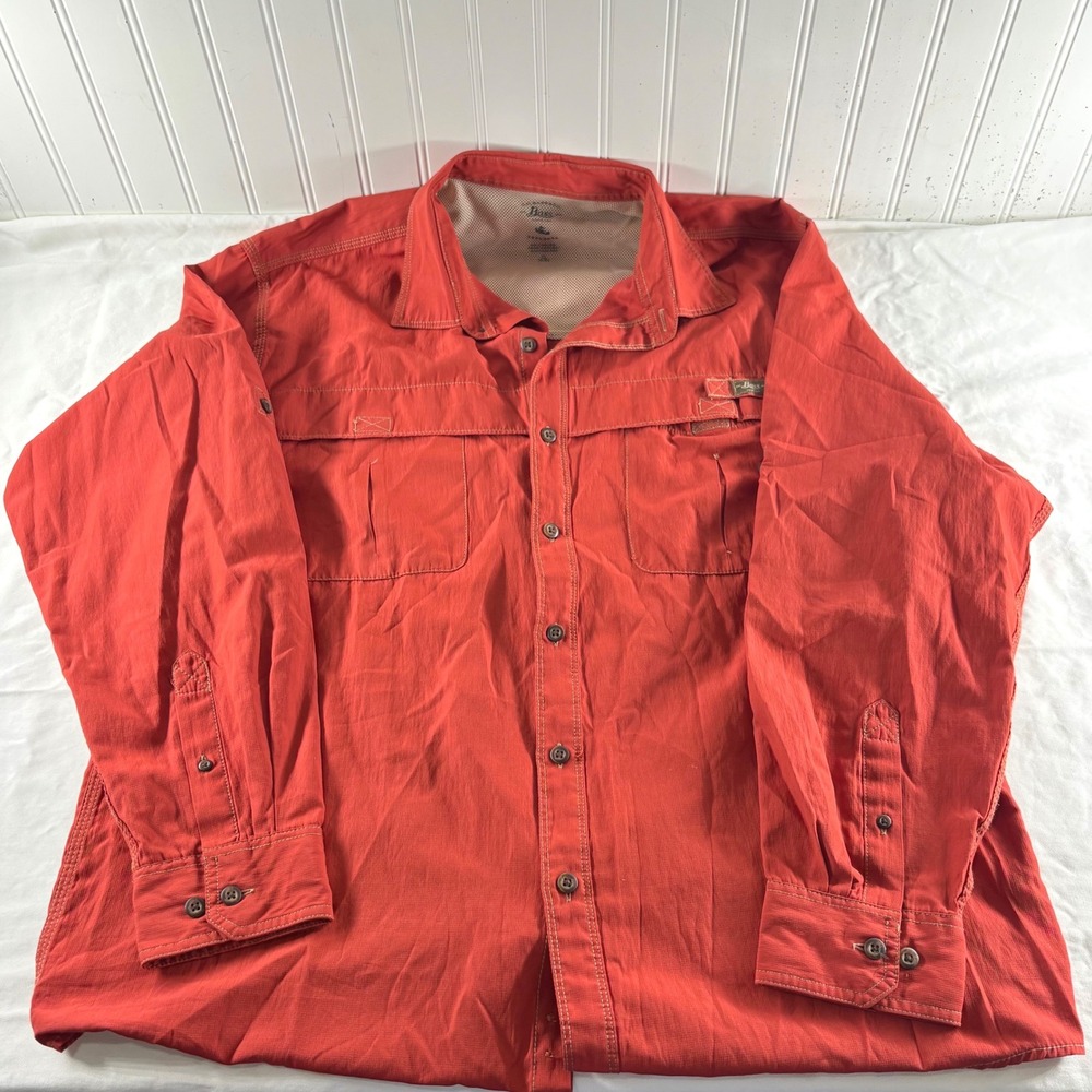GH Bass Explorer Mens XL Burnt Orange Long Sleeve Button Up Hiking Fishing Shirt